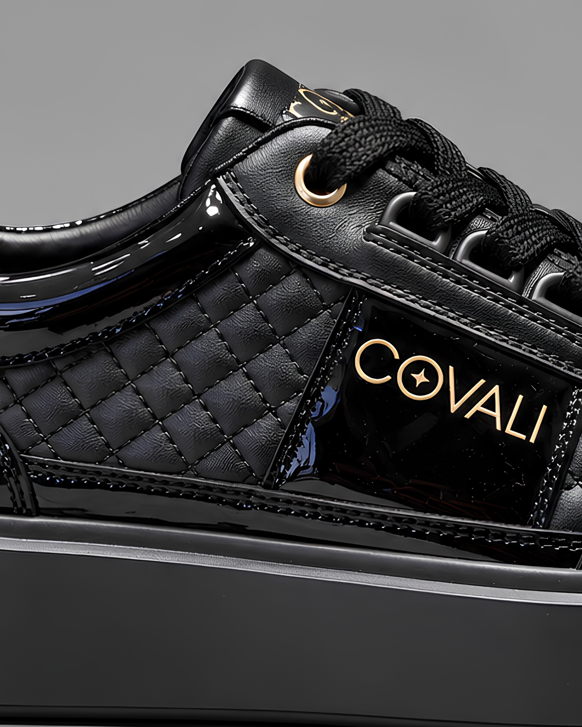 Black Covali Meriva men's sneaker with sleek design and lace-up closure, suitable for casual and athletic wear.
