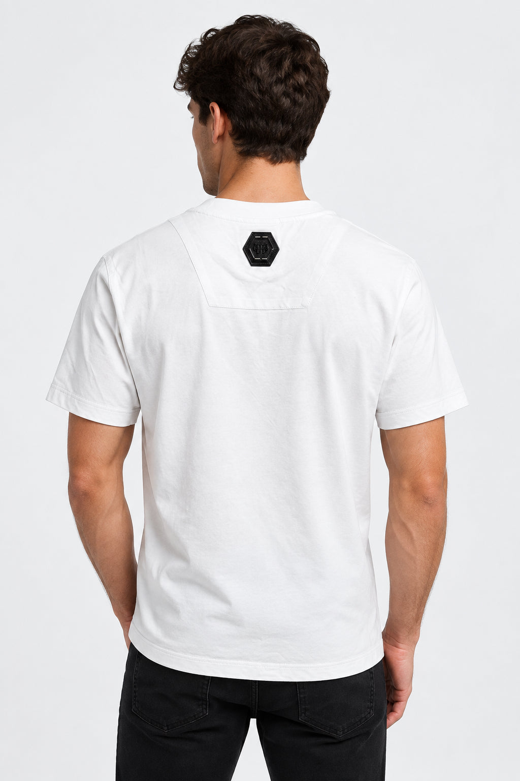 White Enrico Coveri Bling T-Shirt for men, featuring a stylish design and logo, displayed on a plain background.