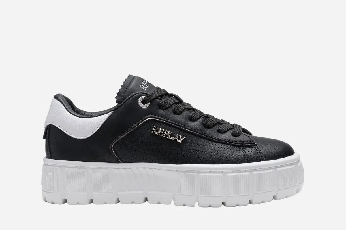 Replay Paulette City black women's sneakers with stylish design and comfortable fit, featuring black laces and sleek silhouette.