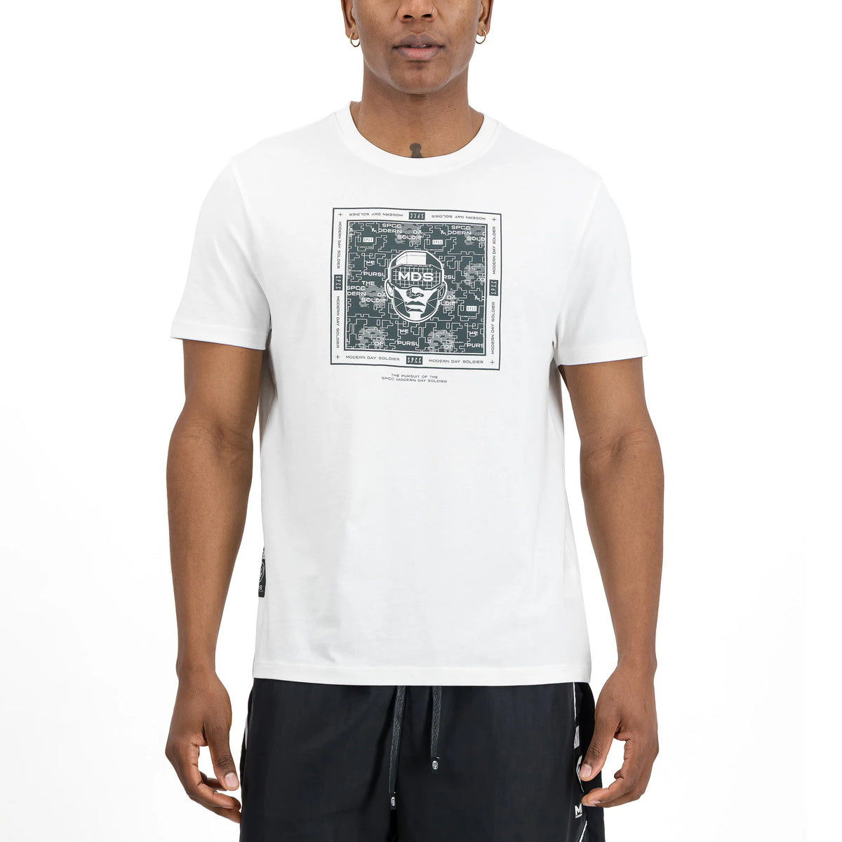 SPCC MDS Decoy Tee Off White men's T-shirt with graphic print, casual fit, and comfortable cotton fabric.
