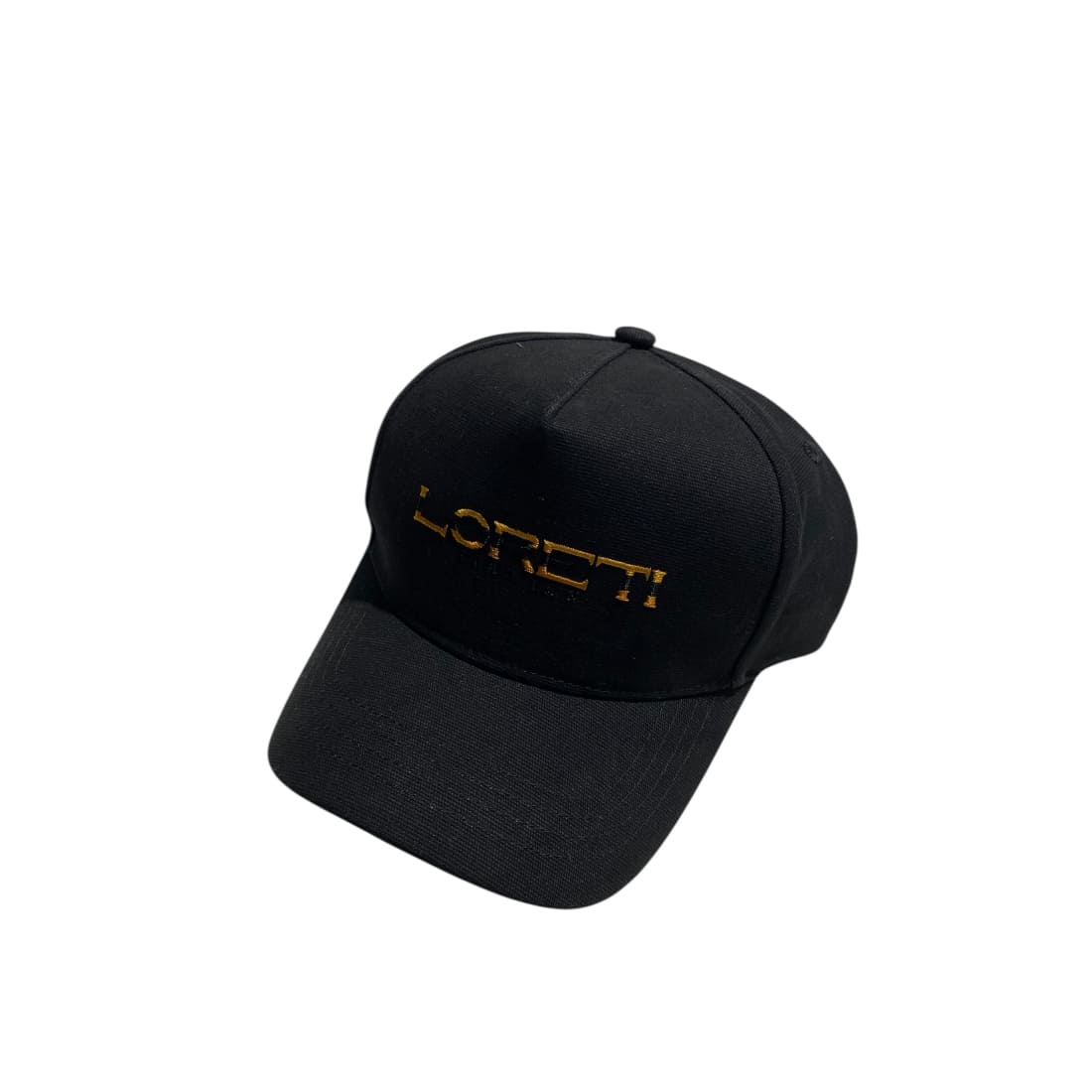 Black Loreti Vive-G men's headwear cap with a curved brim and adjustable strap, made of comfortable fabric.