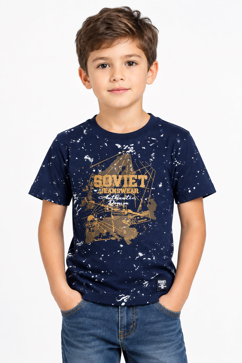 Soviet Fred Kids Print Tee Navy