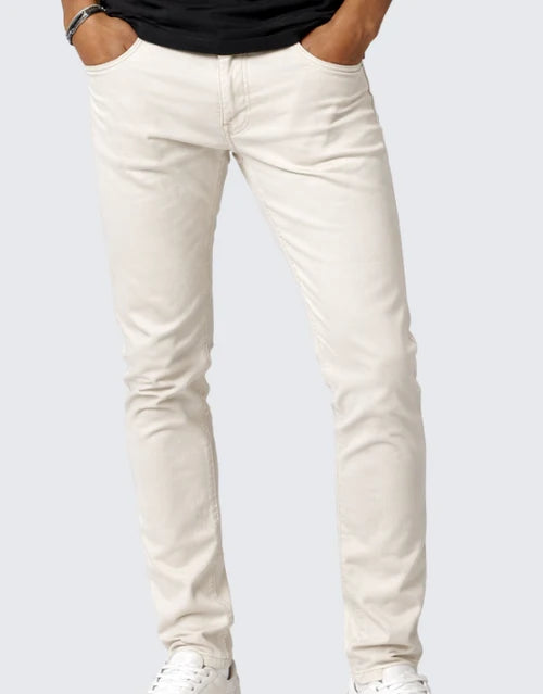 Beige Pure Premium Lorenzo men's jeans with classic fit and minimal detailing, shown on a neutral background.