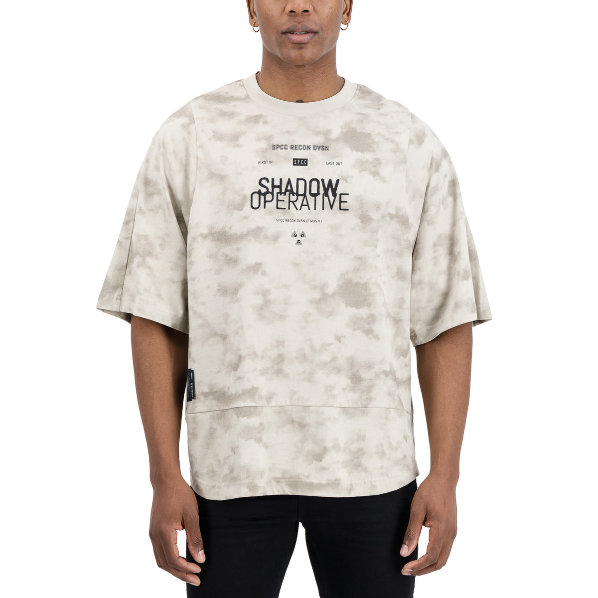 SPCC Recon Zeph Tee Stone, men's T-shirt featuring a relaxed fit and graphic design, displayed on a neutral background