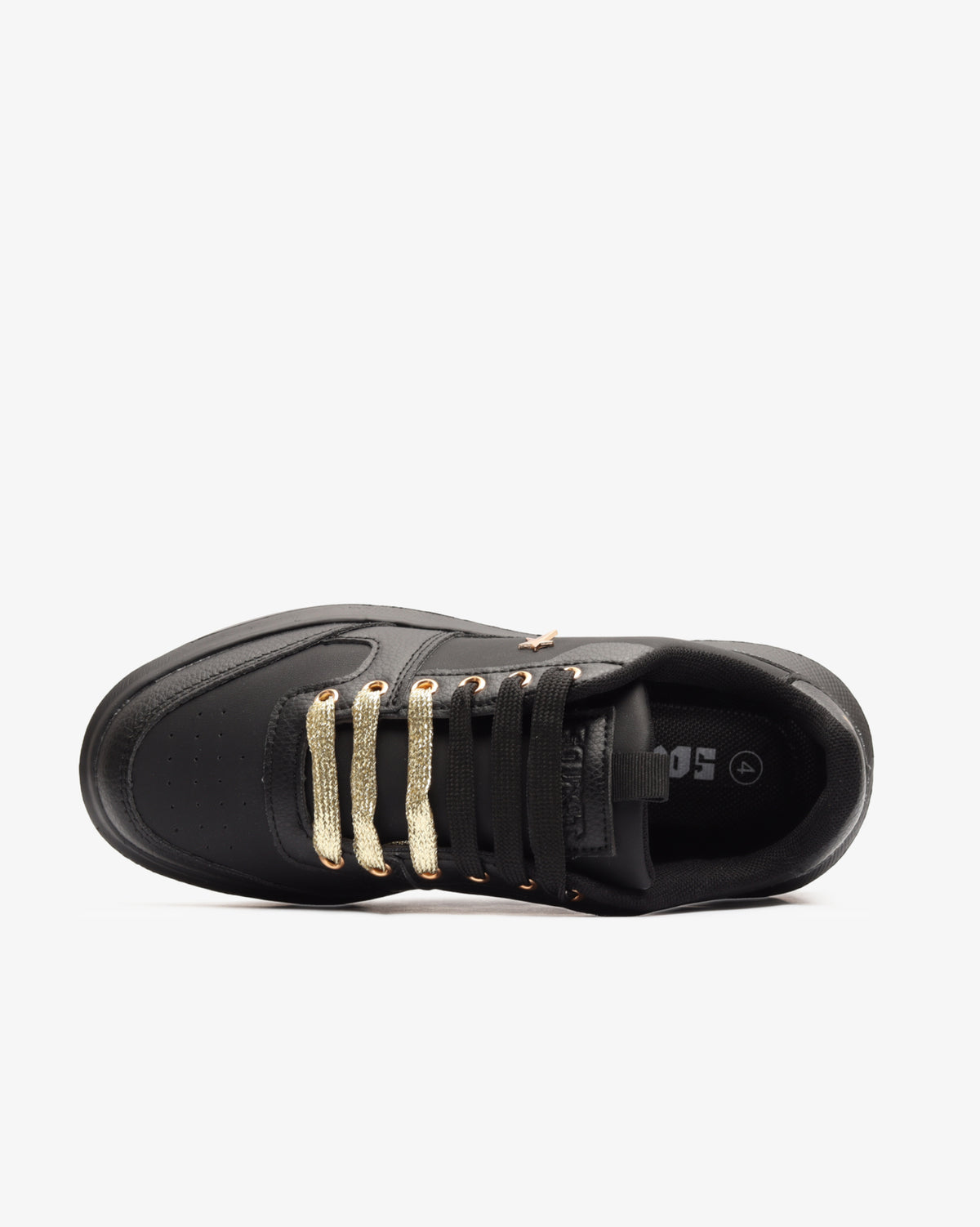 SOVIET Sylvie black mono and gold women's sneakers side view