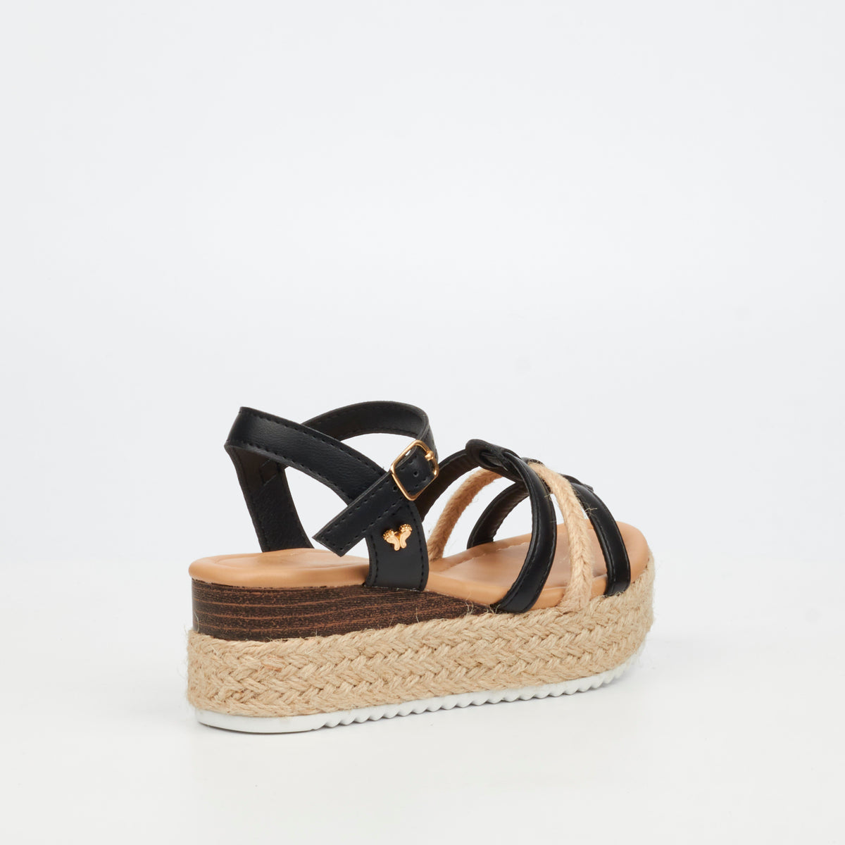 Black Flutterby Girls Maggie 2 kids sandals from Butterfly Feet, featuring open-toe design and adjustable straps.