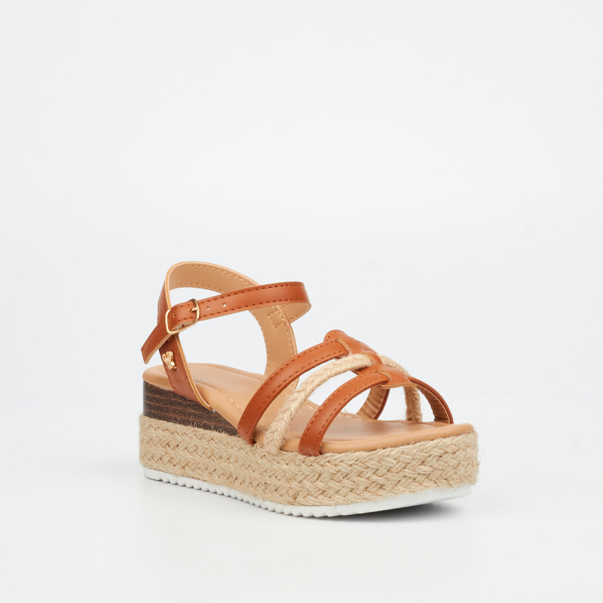 Butterfly Feet Flutterby Girls Maggie 2 tan kids sandals featuring open-toe design and adjustable straps for comfortable wear.