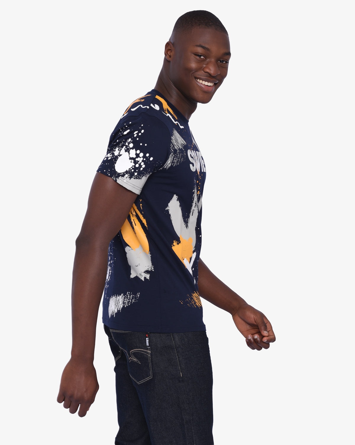 SOVIET Ignite men's T-shirt in navy blue, front view