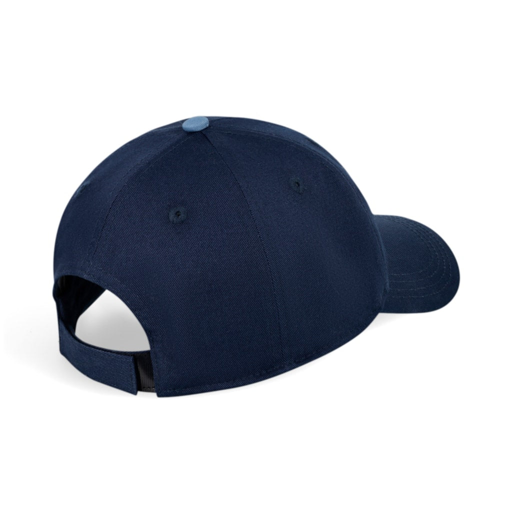 Puma Team Cap ZA Navy and Zen Blue, unisex headwear with adjustable strap, featuring Blue Bulls logo on the back.