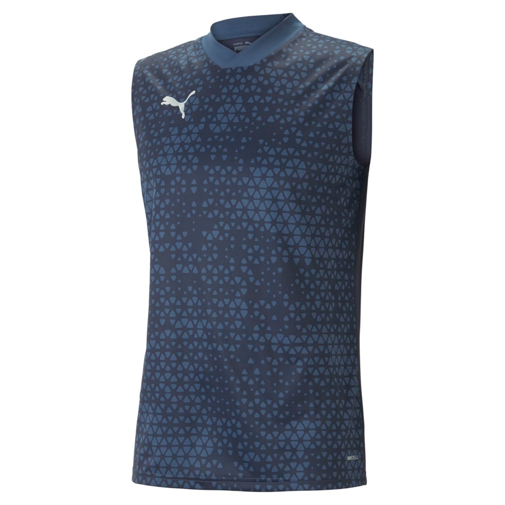 Front view of PUMA men's teamCUP Training Jersey in Parisian Night, lightweight sports T-shirt with PUMA branding.