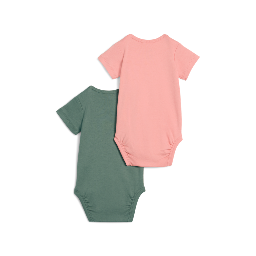 Back view of Puma newborn pink fruit 2-pack baby bodysuit, soft cotton kids' baby grow with playful fruit print.