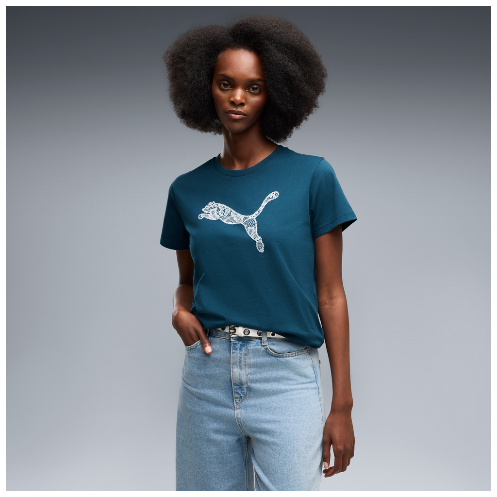 Puma Graphics Lace Cat Tee Midnight Petrol