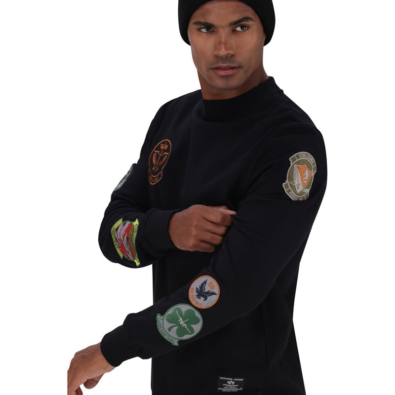 Black Alpha Flying 59 Crew Sweat for men, casual fit and soft fabric, shown with a relaxed style and ribbed cuffs.