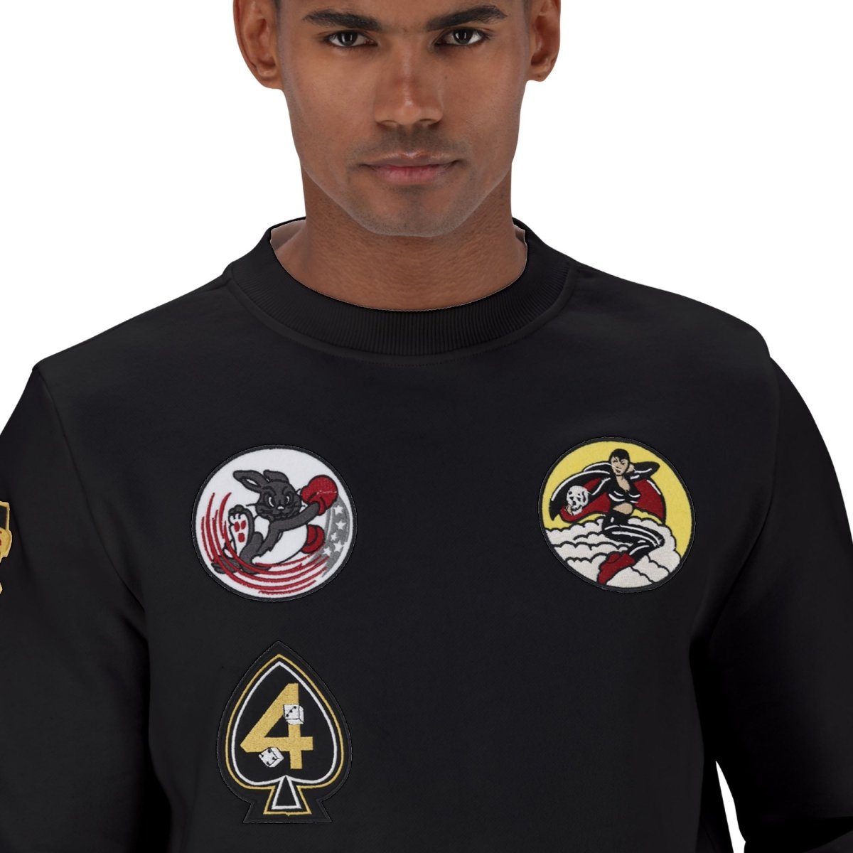 Alpha Multi Badge Crew Sweat Black - Shazem - MENS SWEATER - ALPHA
