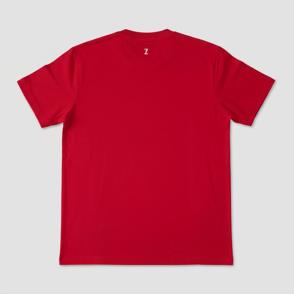 Red Arbiter Alfonso men's T-shirt featuring a classic fit and logo design, shown laid flat with short sleeves and round neckline.