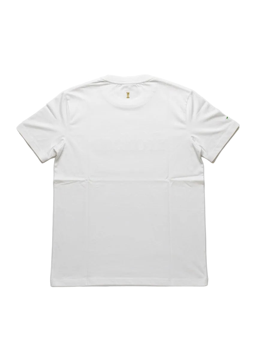 White Arbiter Alfonso men's T-shirt with a classic fit and round neckline, displayed flat on a white background.