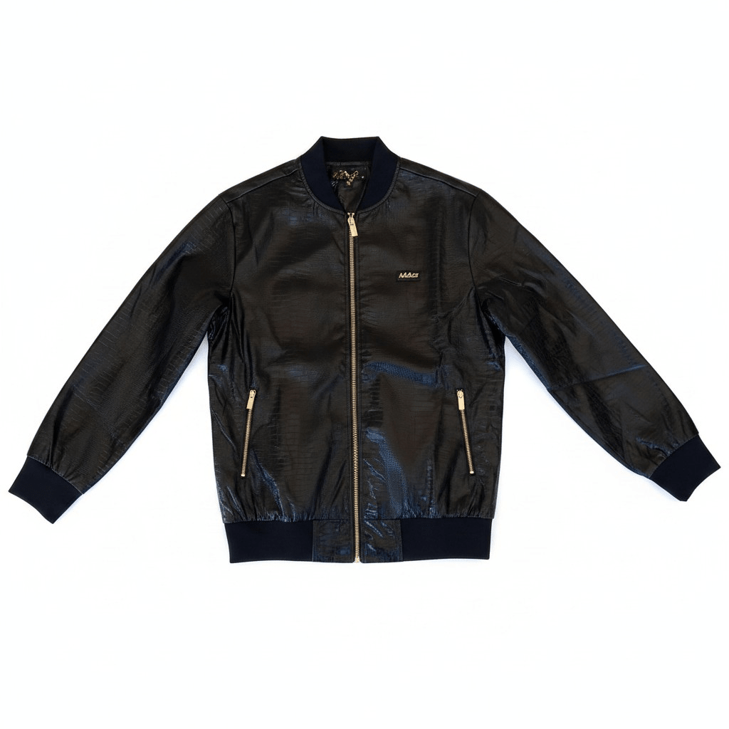 Black Arbiter Baglio Cocco men's jacket displayed on a hanger, featuring a sleek design and modern style.