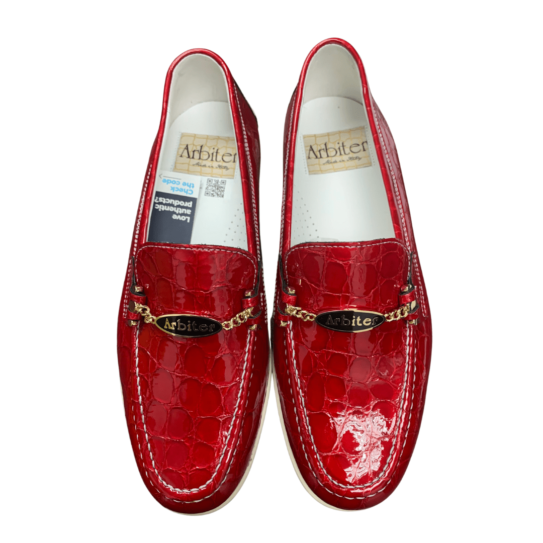Red Arbiter Print Cocco men's casual footwear showing stylish slip-on shoes with a bold print design and comfortable sole.