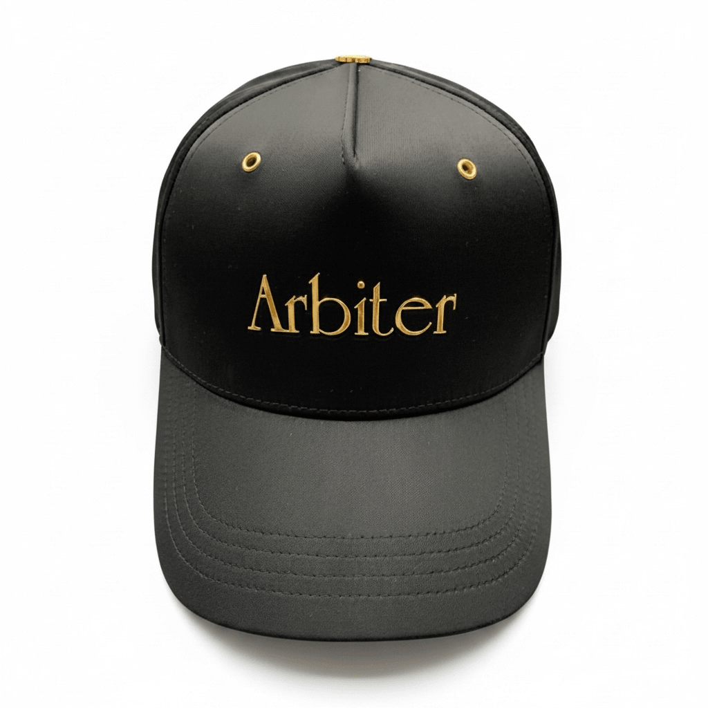 Arbiter Satin Peak Cap Black - Shazem - UNISEX HEADWEAR - ARBITER
