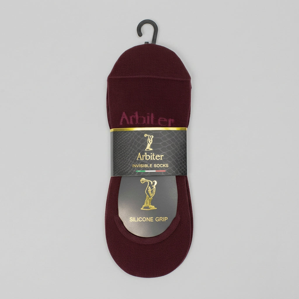 Mens Arbiter Secret Socks in burgundy, featuring a classic design and comfortable fit, displayed on a plain background.