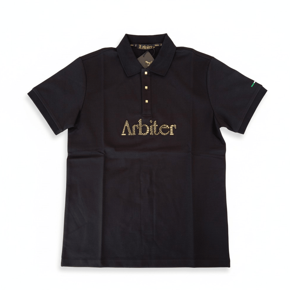Men's Arbiter Vito Golfer in black fabric, featuring a classic collar and stylish design, perfect for casual or golf outings.