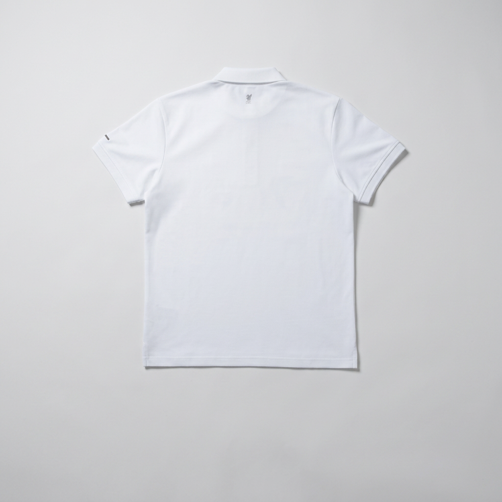 Men's white Arbiter Vito golfer shirt, lightweight fabric with a classic collar and short sleeves, ideal for casual or golf wear.