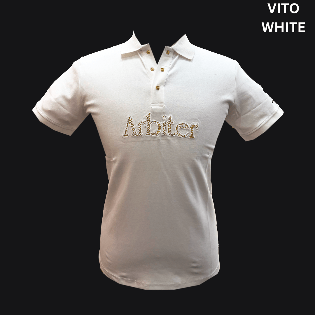 Men's Arbiter Vito Golfer in white, featuring a classic design with a comfortable fit and versatile style for golf or casual wear.