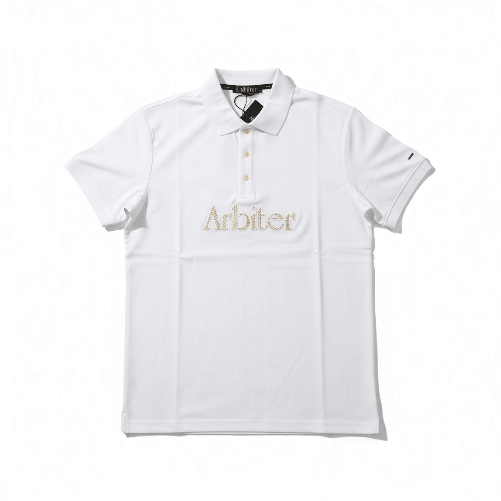 Men's Arbiter Vito Golfer in white, showcasing a comfortable, stylish golf shirt with a classic collar and short sleeves.