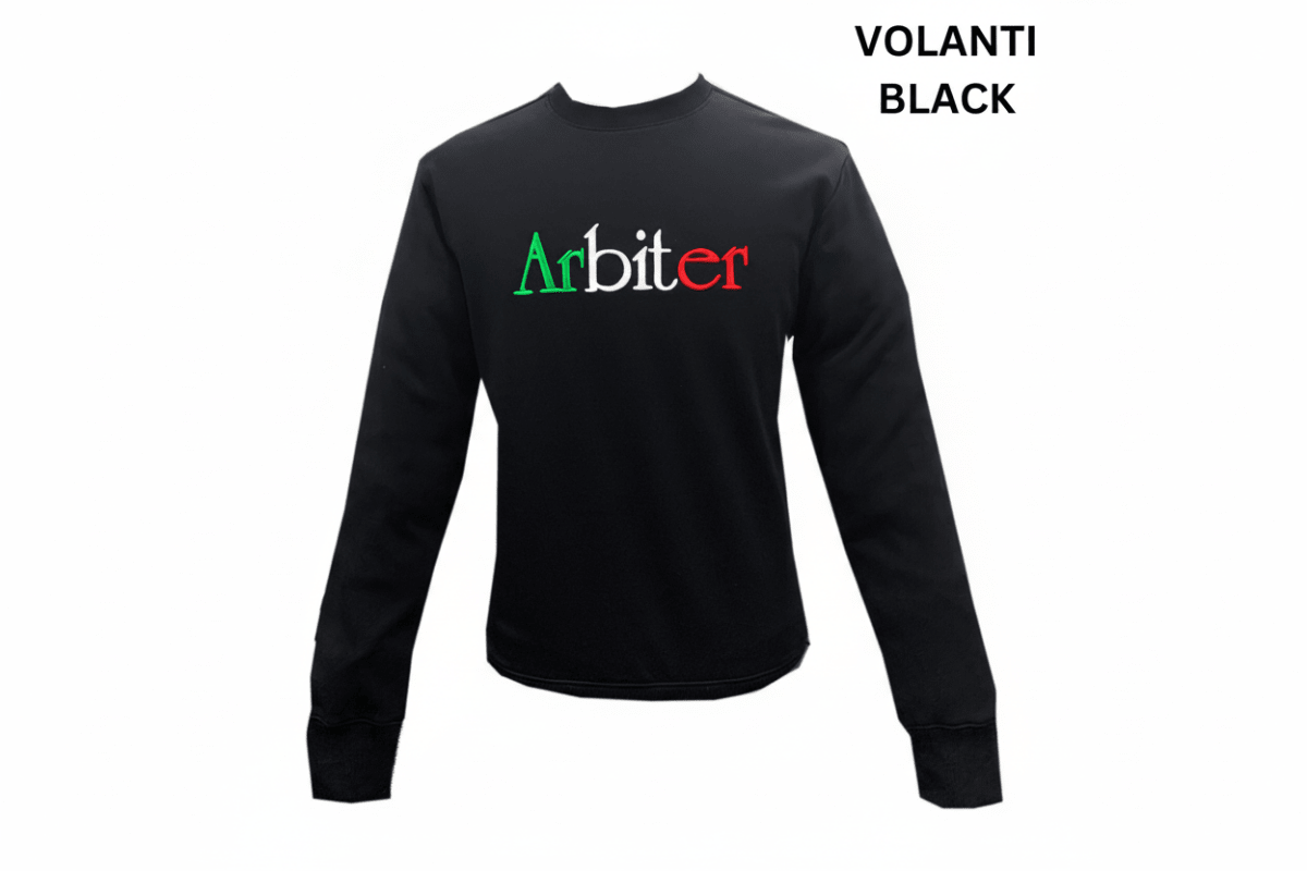Black Arbiter Volanti men's sweater with a comfortable fit and classic design, shown on a neutral background.