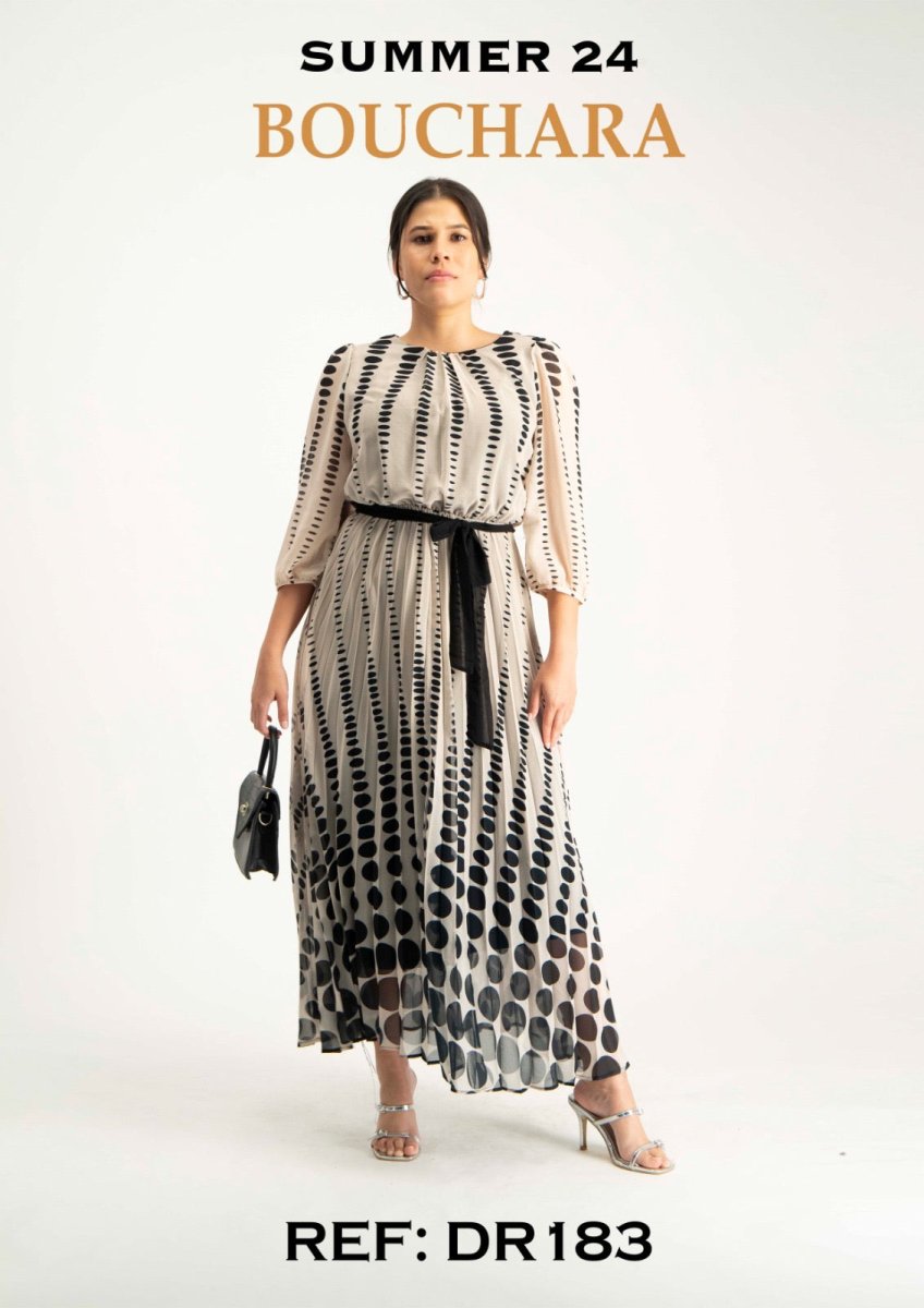 Bouchara DR183 Stone/Black Spot - Shazem - WOMENS DRESSES - BOUCHARA
