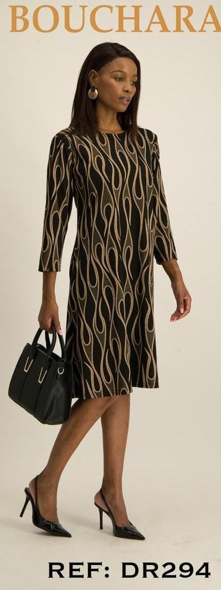 Bouchara DR294 Black - Stone - Shazem - WOMENS DRESSES - BOUCHARA