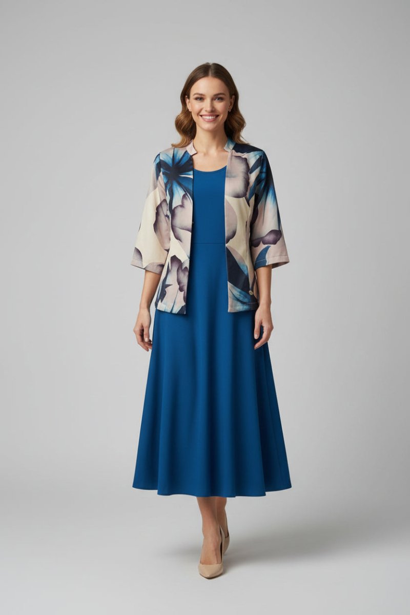 Bouchara Dress Jacket - 3/4 Sleeve Printed Jacket - Plain Fl - Shazem - WOMENS DRESS JACKET - BOUCHARA