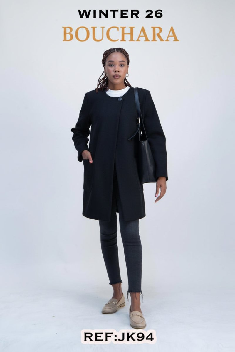Bouchara Unlined Melton Jacket with Useable Front Pocket - Bl - Shazem - WOMENS JACKETS - BOUCHARA
