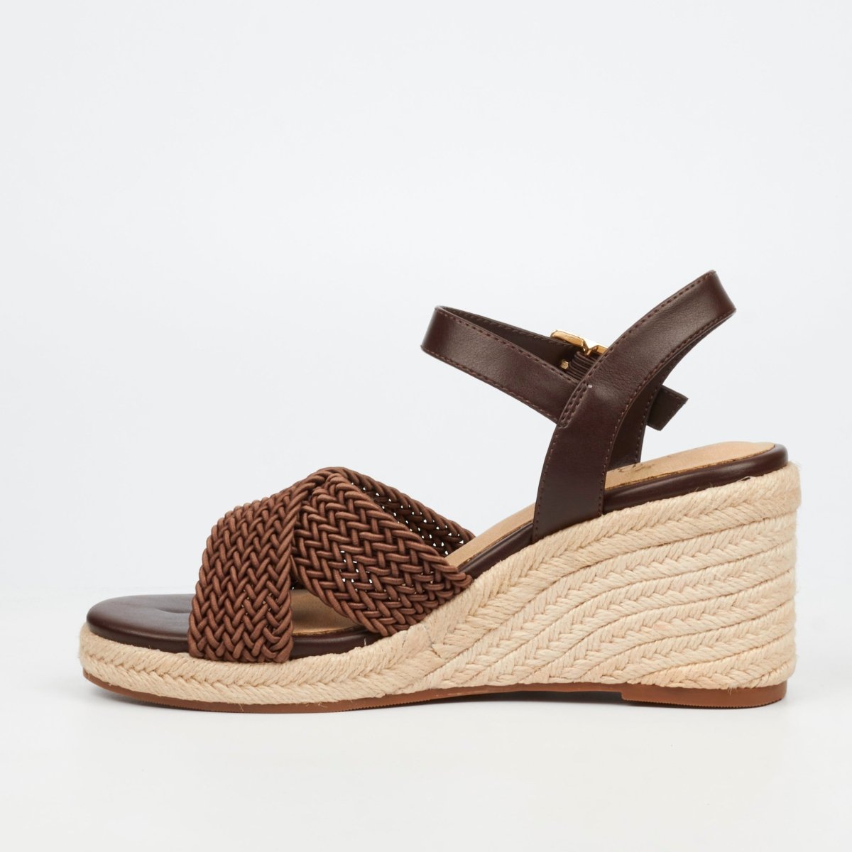Women's Butterfly Feet Escada 2 Wedge Chocolate sandals with open toe and ankle strap, featuring a stylish wedge heel.