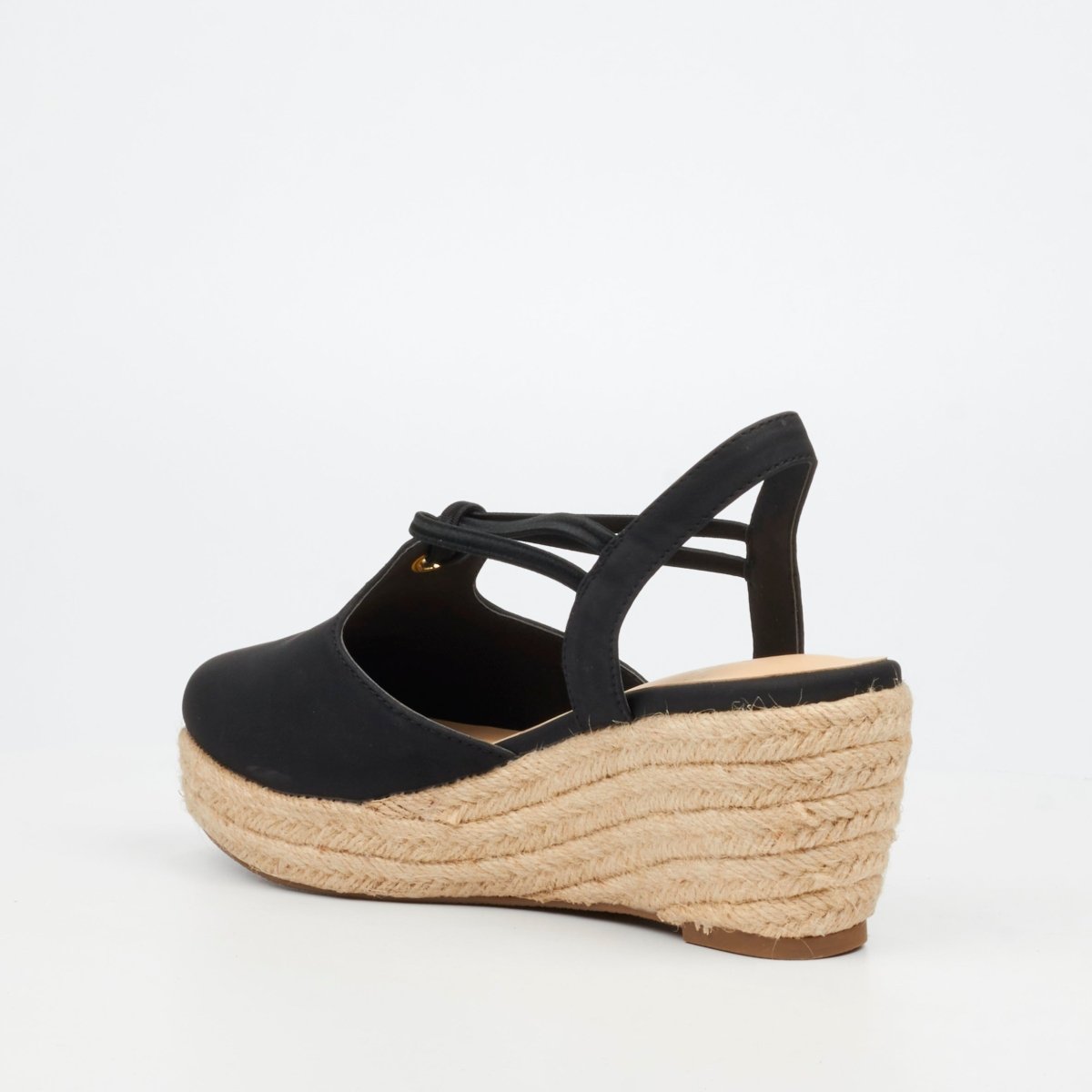 Black Butterfly Feet Lanah 3 Wedge women's sandals with open toe design and ankle strap for stylish summer wear.