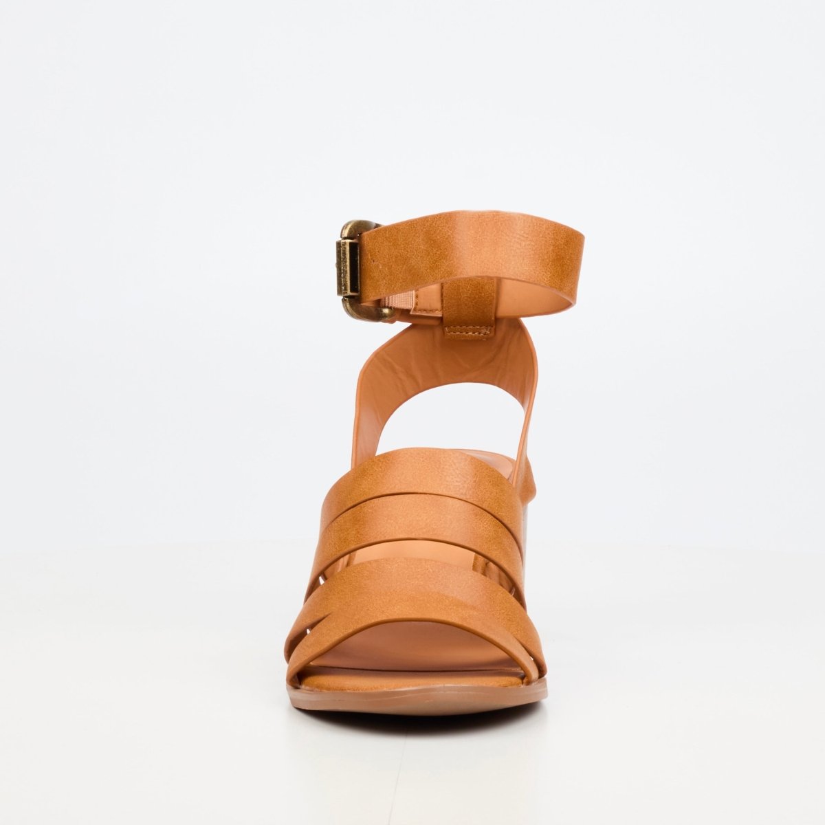 Women's Butterfly Feet Wexley 1 Heel Tan sandals showing the tan leather straps and stylish heel design.