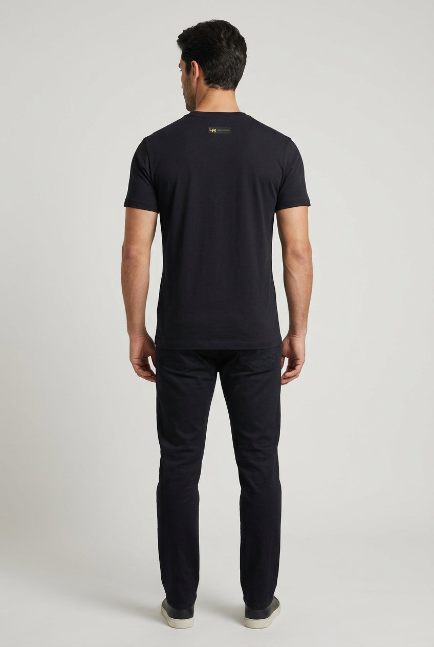 Black Loreti Fiori men's T-shirt with floral design, casual fit and soft fabric, perfect for everyday wear.