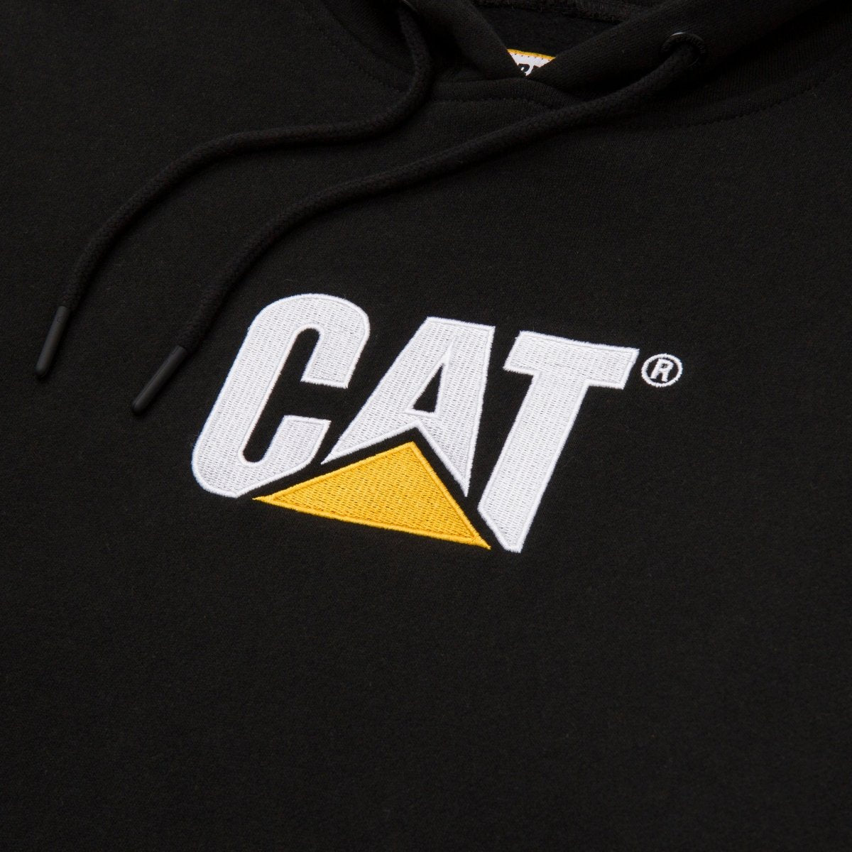 Caterpillar Fleece Cat Logo Pullover Hoodie Pitch Black - Shazem - MENS HOODYS - CAT