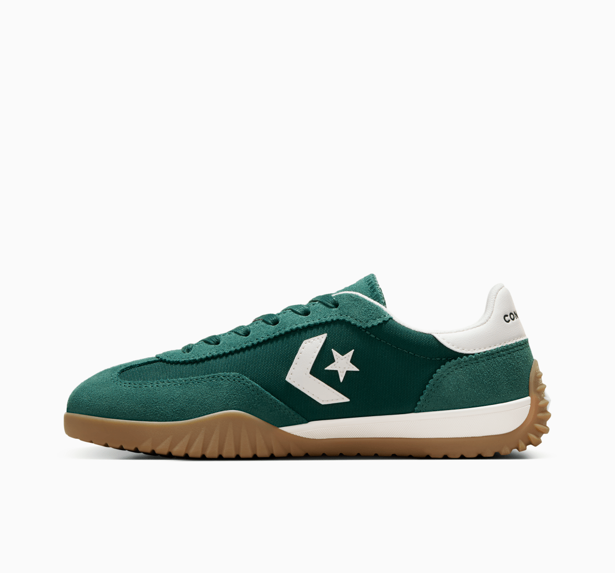 Green Converse Run Star Ox unisex sneakers featuring a chunky white sole and iconic Converse design.