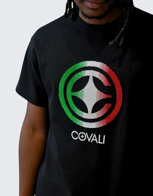 Black Covali Capita T-shirt for men, featuring a classic fit and minimalist design, displayed on a plain background.