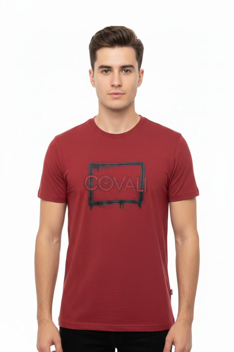 Covali Joss Tee Burgandy - Shazem - MENS T-SHIRTS - COVALI