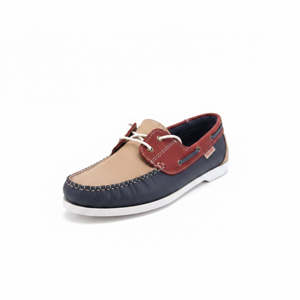 Deckrider Nubuck Boat Shoe Navy - Ice - Red (B1020) - Shazem - MENS CASUAL FOOTWEAR - DECKRIDER