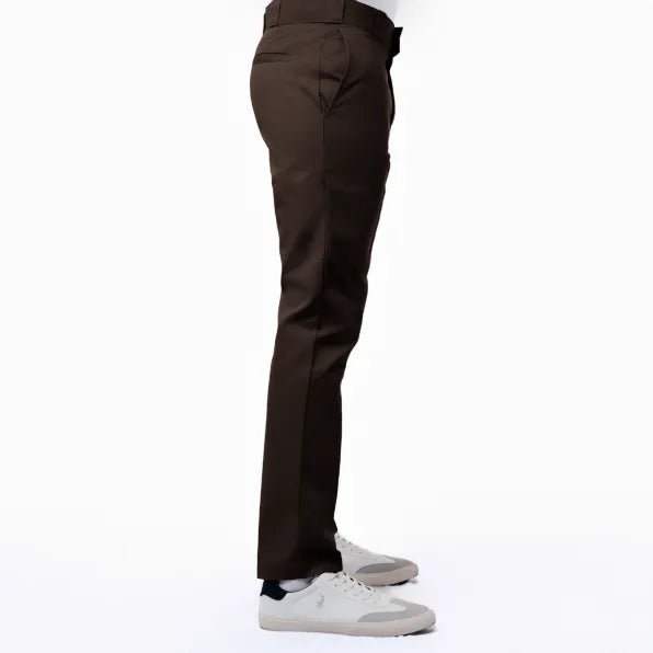 Men's Dickies 847 Trouser in chocolate brown, casual work pants with a relaxed fit and durable fabric for everyday wear.