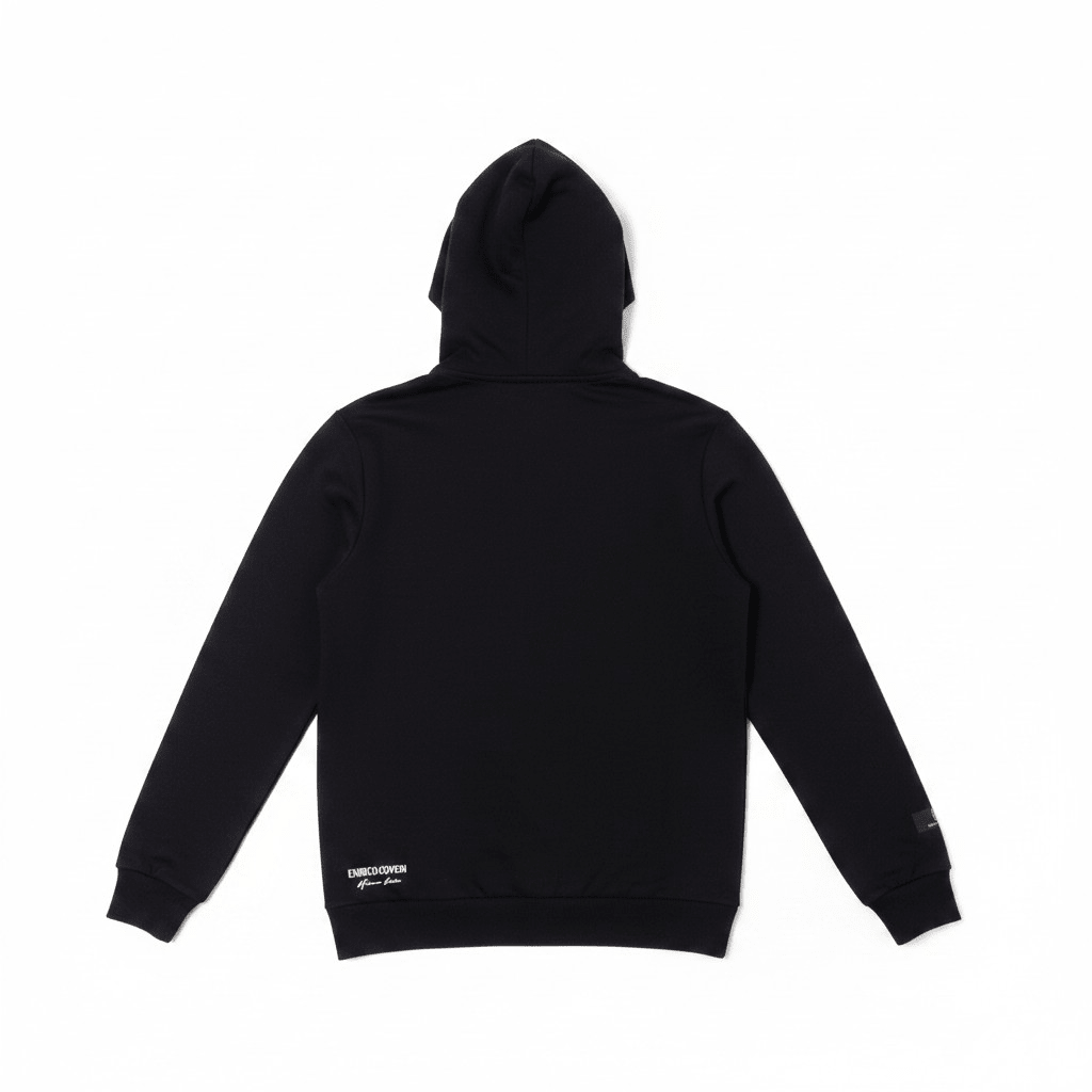 Black Enrico Coveri men's hoodie with a relaxed fit, featuring the brand logo and soft fabric for casual wear.