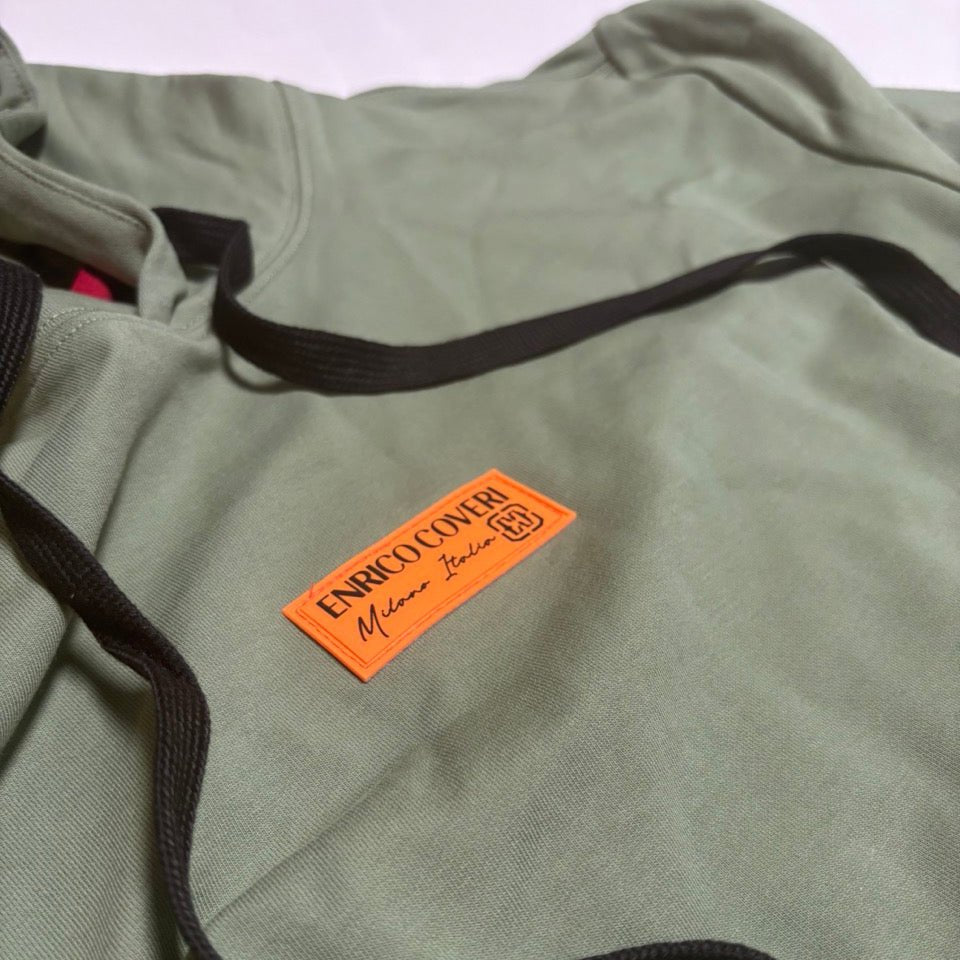 Green Enrico Coveri men's hoodie with a casual fit, featuring the Enrico Coveri logo on the front.