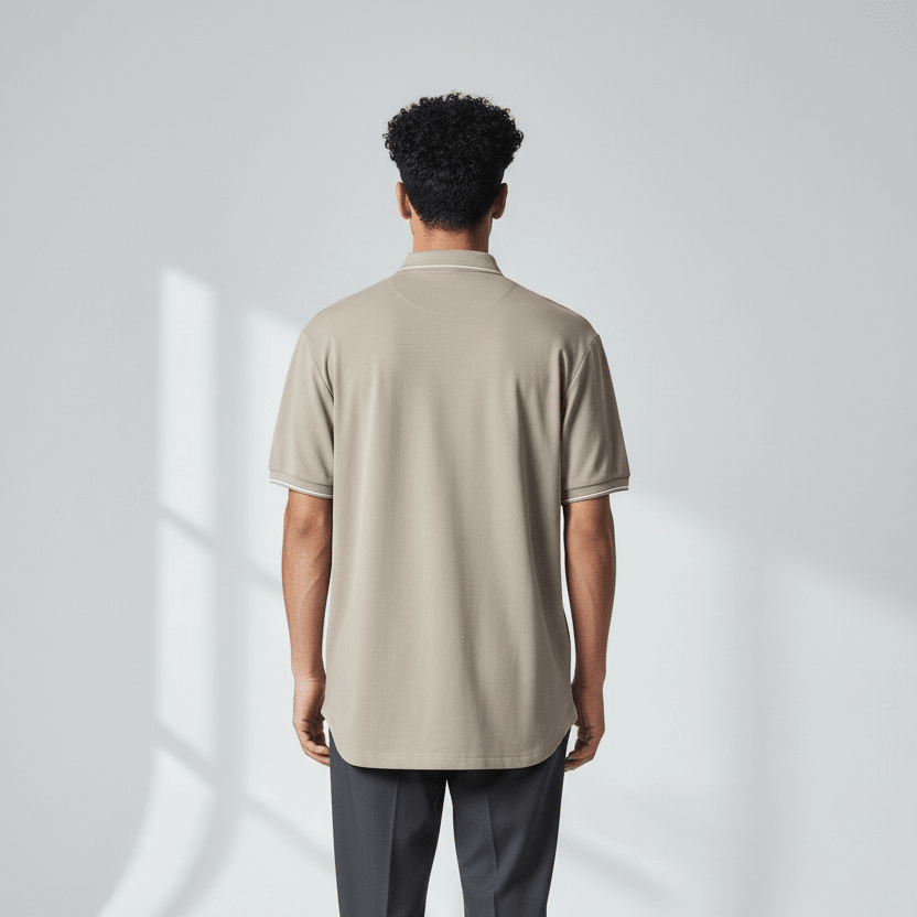 Men's Enrico Coveri Roma Golfer shirt in stone color, featuring a classic collar and short sleeves, stylish and comfortable fit.