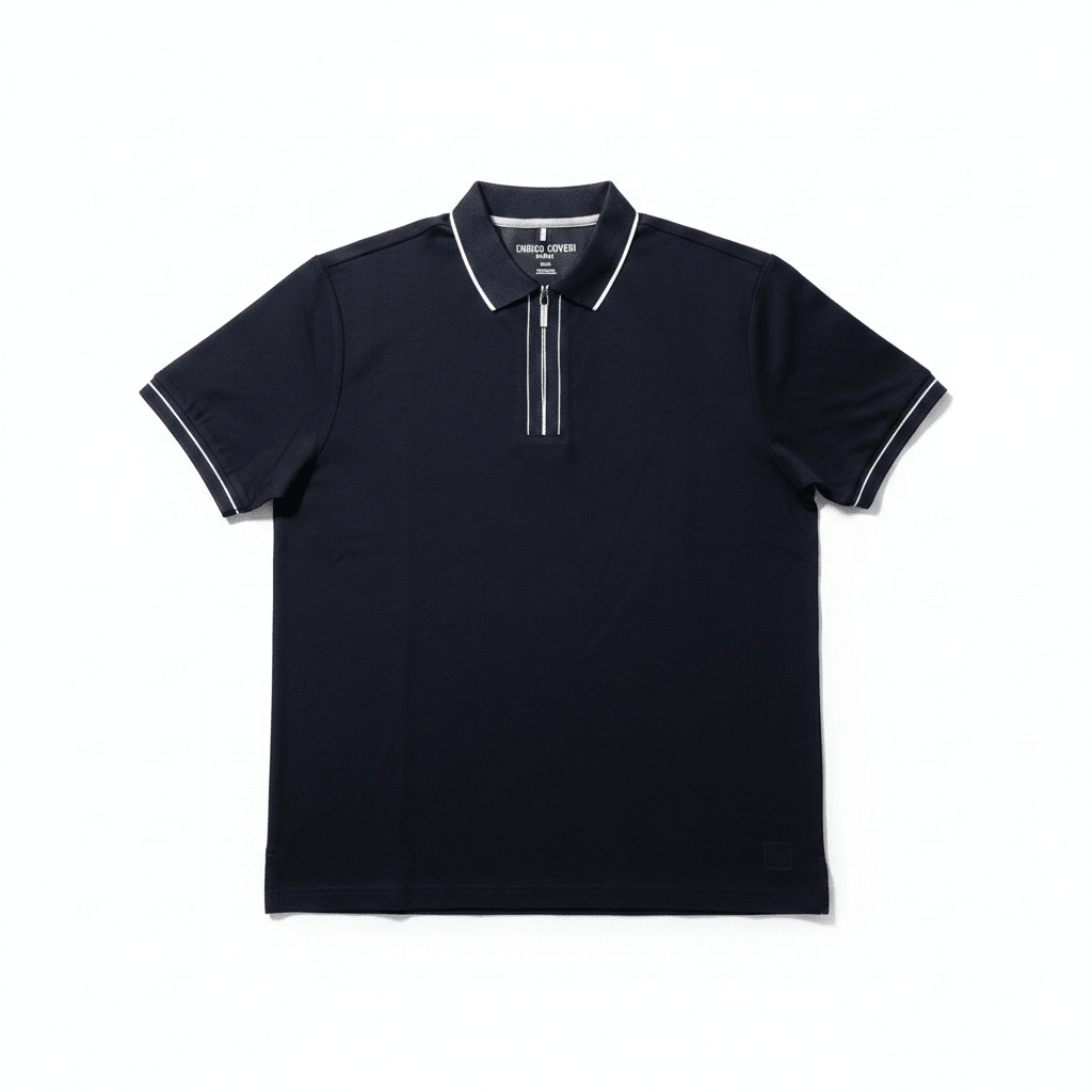 Men's black Enrico Coveri Roma Golfer shirt with a classic collar and short sleeves, stylish and comfortable for casual wear.