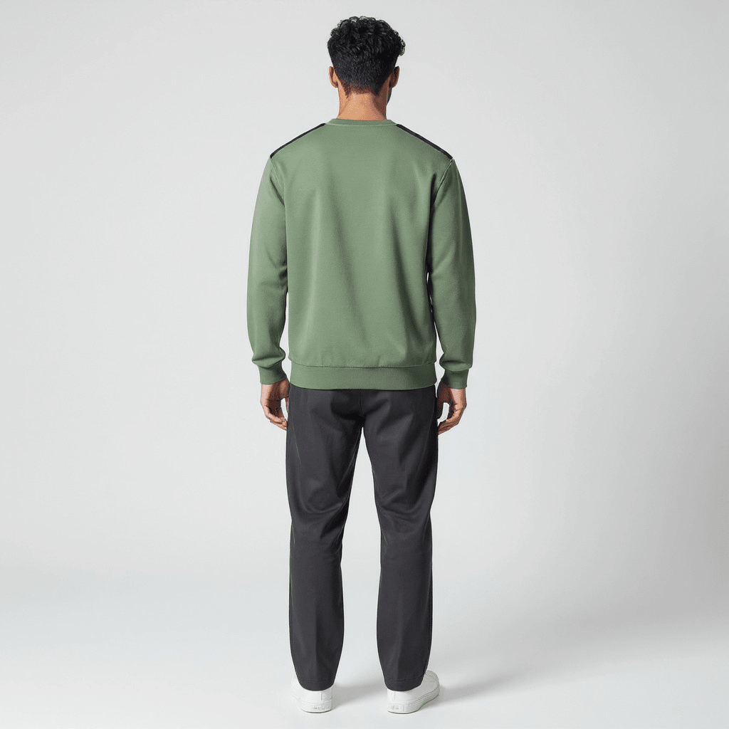 Men's green Enrico Coveri sweater with ribbed cuffs and crew neckline, featuring a stylish, comfortable knit design.