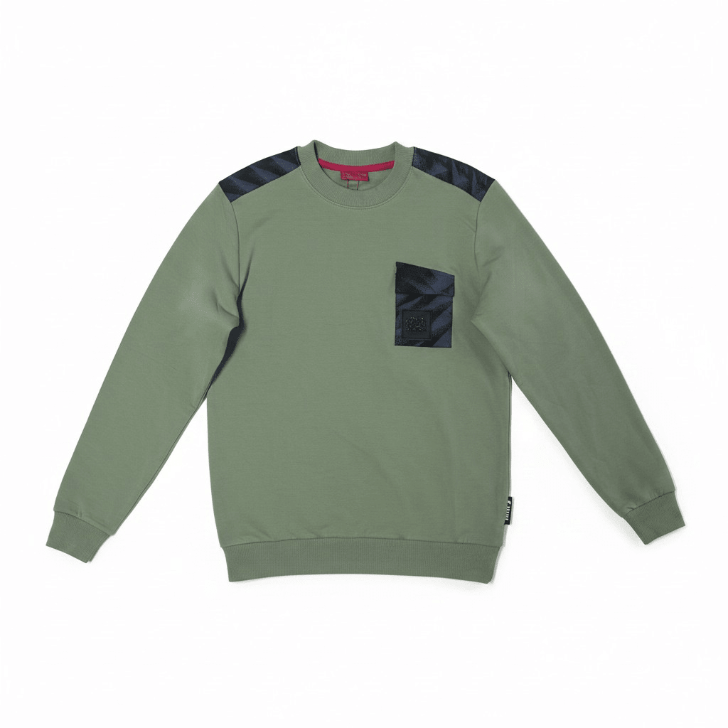 Green Enrico Coveri men's sweater with a classic crew neck and textured knit design, displayed on a neutral background.