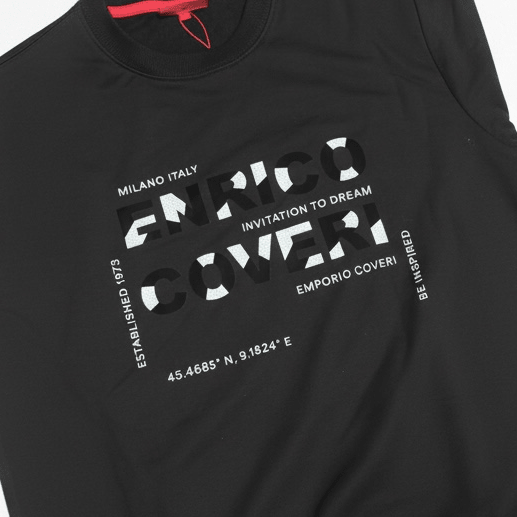 Black Enrico Coveri men's sweater with a classic fit and ribbed cuffs, displayed on a neutral background.